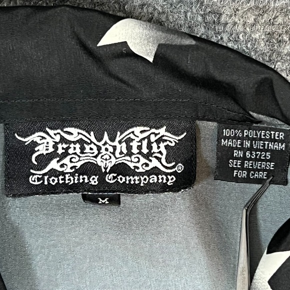 Men's Vintage Dragonfly Easy Rider Motorcycle AOP SS Button Up Shirt Black M - Picture 6 of 10